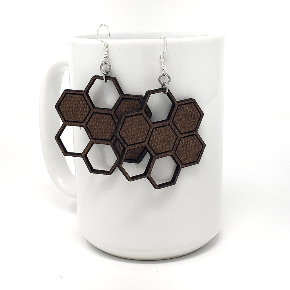 Honey bee hive earrings